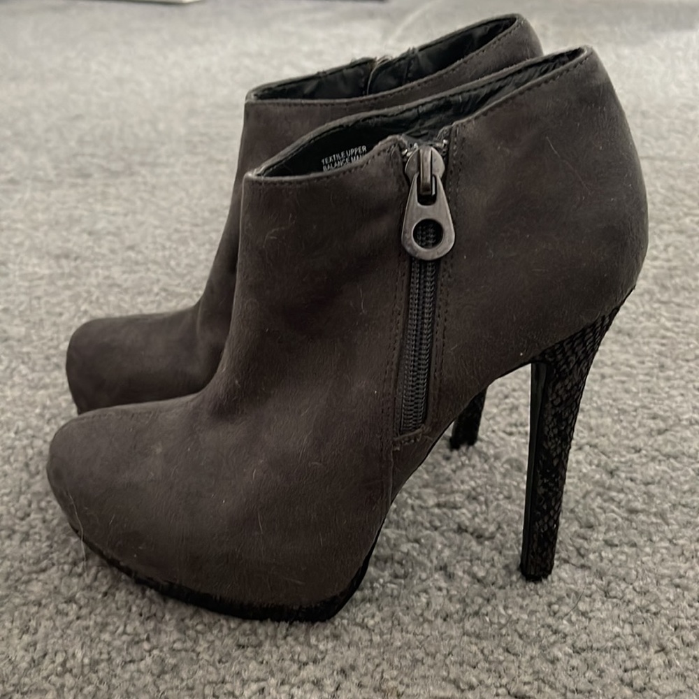Grey Suede Platform Booties- Sz 7